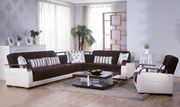 Modern sleeper sofa sectional w/ storage in cream / brown