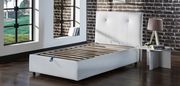Storage twin bed for kids in white pu leather main photo