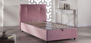 Storage twin bed for kids in pink fabric main photo