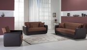 Brown microfiber sofa / sofa bed with storage main photo