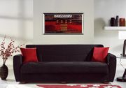 Storage sleeper sofa / sofa bed in black microfiber main photo