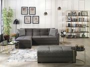 Fabric reversible casual style sectional w/ storage in gray main photo