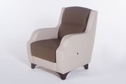 Brown/cream convertible chair with storage