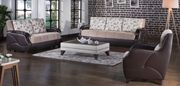 Tan/espresso covertible sofa bed with storage main photo