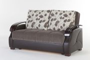 Two-toned brown convertible loveseat w storage