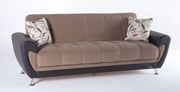 Brown soft microfiber storage sofa bed main photo