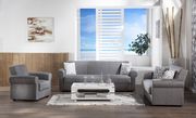 Light gray microfiber sofa w/ storage