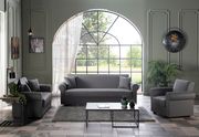 Storage gray leatherette sofa main photo