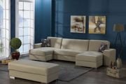 Cream pu leather modular 3pcs sectional sofa main photo