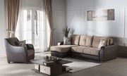 Fabric lilyum/cream sectional couch w/ bed-storage main photo