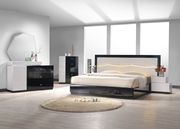Turin Queen SET Black/lt. gray lacquer queen size 5pcs bed set