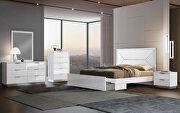 High gloss white and white faux leather headboard king bed