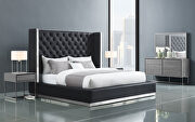 Bed king, black  faux leather, tufted headboard main photo