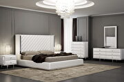 Abrazo bed king, white faux leather, tufted headboard main photo