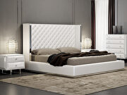 White faux leather king bed main photo