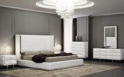 Bed queen, white faux leather main photo