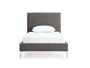 Liz T (Gray) Dark gray finish fully upholstered faux leather twin bed