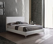 Liz Q (White) White finish fully upholstered faux leather queen bed