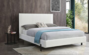 White finish fully upholstered faux leather queen bed w/ usb main photo