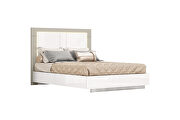 High gloss white/ matte taupe lacquer king bed with led main photo
