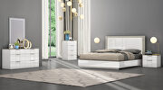 High gloss white/ matte taupe lacquer queen bed with led