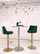 Green velvet seat and round rose gold plated base barstool main photo