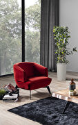 Red velvet fabric upholstery accent chair main photo