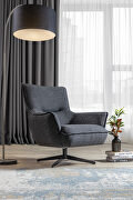 Luxurious dark gray linen fabric covering swivel chair main photo