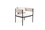 Light gray fabric and black sanded coated steel frame accent chair main photo