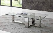 Blake rectangle coffee table, 12mm tempered clear glass top main photo