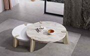 Mimeo large round coffee table white marble paper top main photo