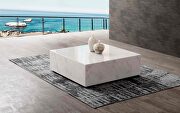 Cube square white marble coffee table main photo