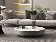 White ceramic top and gray oak veneer base coffee table main photo