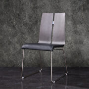 Lauren dining chair, gray oak veneer black faux leather main photo