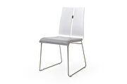 DC191 Lauren dining chair, high gloss white gray faux leather
