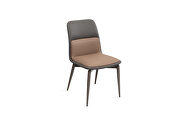 Brown faux leather seat and brown coated steel legs dining chair main photo
