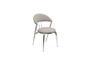 Platinum gray faux leather and polished stainless steel legs dining chair main photo