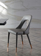 Dark gray fully upholstered faux leather dining chair main photo