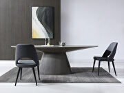 Oval dining table, gray oak veneer
