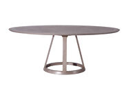 Oval dining table, gray ceramic and gray oak veneer top