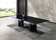 Geneva (Black) II Black glossy marble top and two pedestals marble base extra large dining table