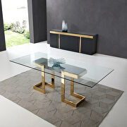 Sumo rectangle dining table, clear tempered glass top main photo