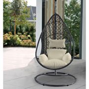 Outdoor egg chair, gray wicker frame