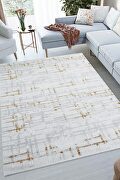 Decorative acrylic rug in beige and gold main photo