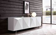 Buffet tempered white glass top main photo