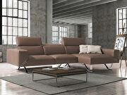 Sectional taupe top grain Italian leather