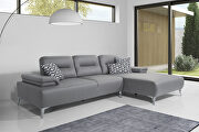 Elga (Right) Light gray nubuck leather upholstery right chaise sectional sofa