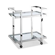 Side table/ bar cart, clear glass, stainless steel base on castors main photo