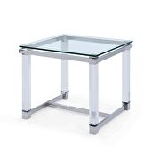 Side table tempered clear glass top, polished stainless steel frame main photo