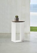 White powder-coated aluminum and walnut chinese hpl top side table main photo